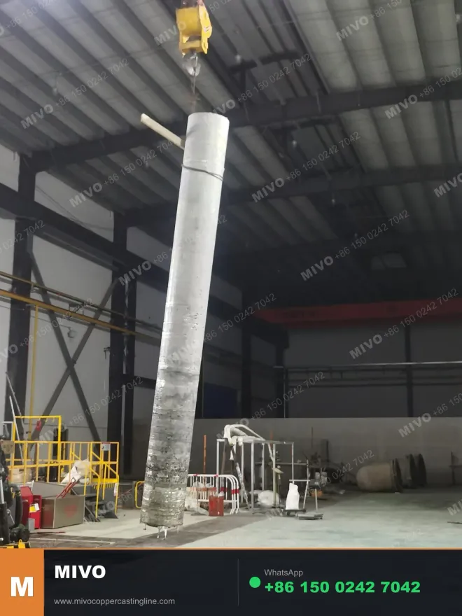 Semi-continuous copper billet casting line — factory floor